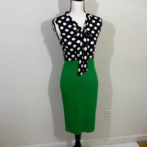 Polka Dot and Green Pencil Skirt